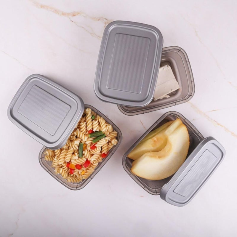 Fridge Food Storage Set of 3 Equal Size Containers 100ml Each Container, Stylish Design with Airtight Lid, Leak Proof, Ideal for Storing Snacks and Fruits